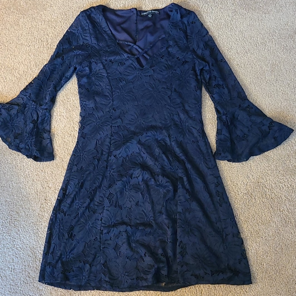 Navy blue lace dress with sleeves